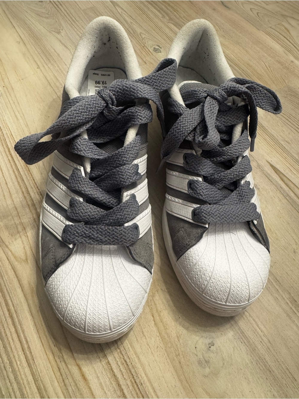adidas Kids White and Gray Classic Shell-Toe Sneakers